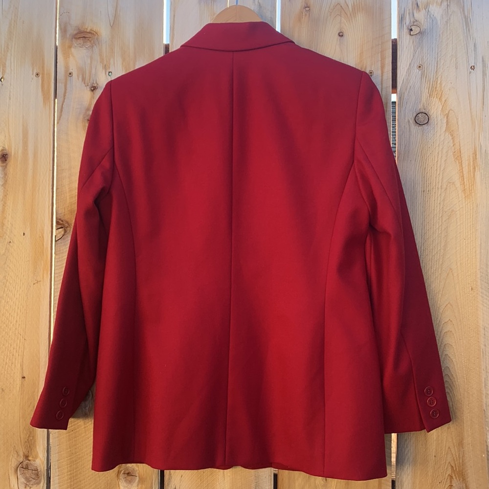 PENDLETON Vintage Virgin Wool Petite Cherry Red Blazer 8 - Picture 8 of 9